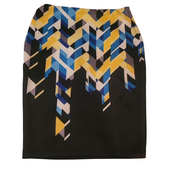 Bisou Bisou Colorful Geometric Patterned Skirt L - Picture 1 of 3